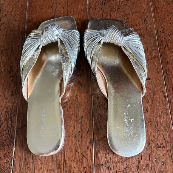Jeffrey Campbell Slide Sandals. Gold and Silver. Size 9. - Picture 5 of 7
